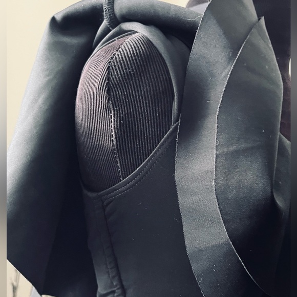 ASOS black ruffle top sleeveless rouch  fitted dress - Picture 6 of 7